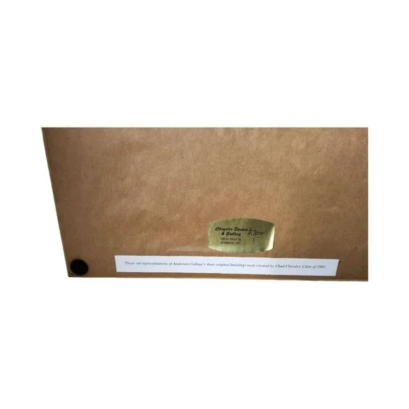 Vintage Signed Chadwick B.Chrysler Ink Drawing of Anderson College 3 Original Bu - Picture 7 of 7